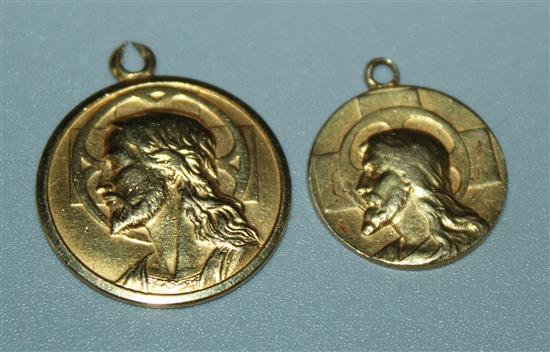 18ct gold medallions, 6 gms